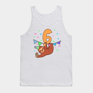 I am 6 with sloth - kids birthday 6 years old Tank Top